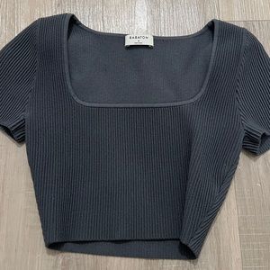 Scilpt knit squareneck top